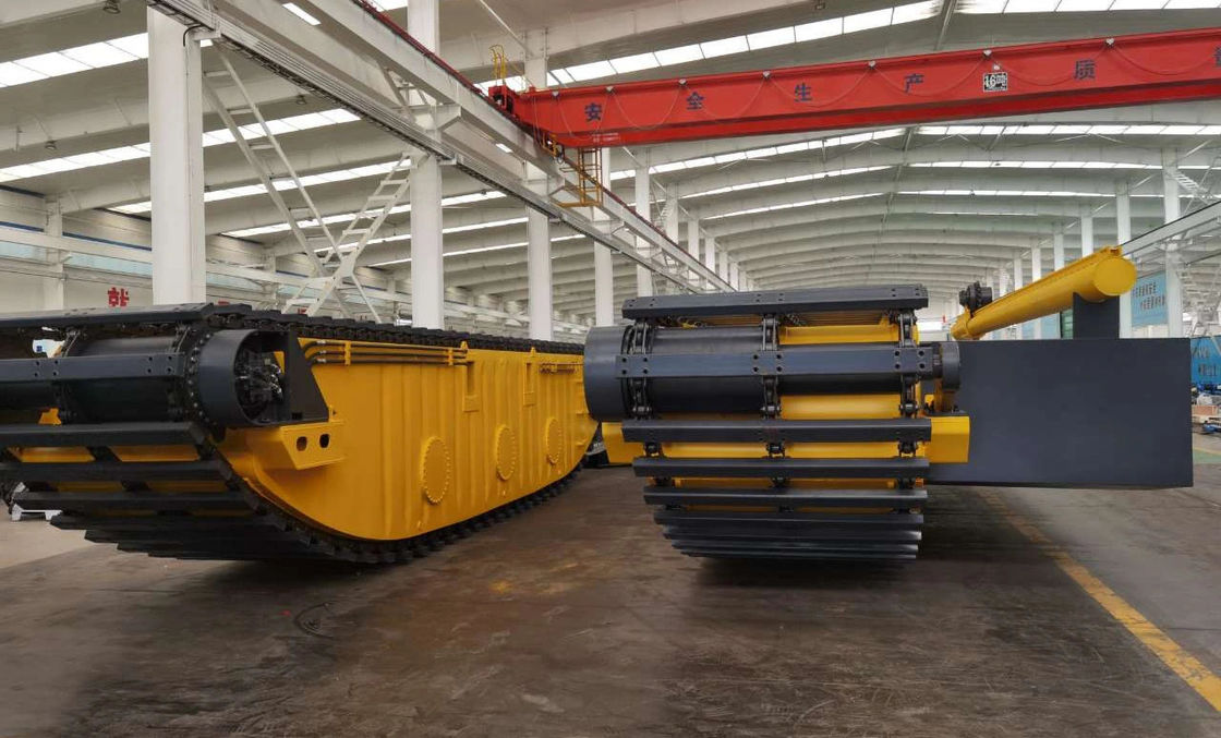 Özel yüzen amfibi kazıcı Pontoon Q355B Q690 Q345BU Alt vagon parçaları Cat 320D PC200 için kullanılan su yolu