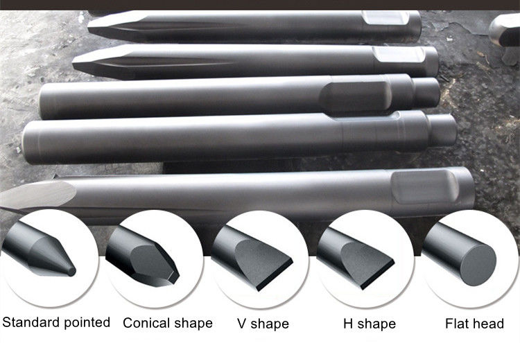 Kazı makinesi parçaları hidrolik taş çekici kırıcı kör çakmak 68mm hidrolik kırıcı çakmaklar 135mm 140mm eğimli alet