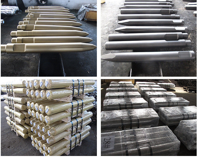 Kazı makinesi parçaları hidrolik taş çekici kırıcı kör çakmak 68mm hidrolik kırıcı çakmaklar 135mm 140mm eğimli alet
