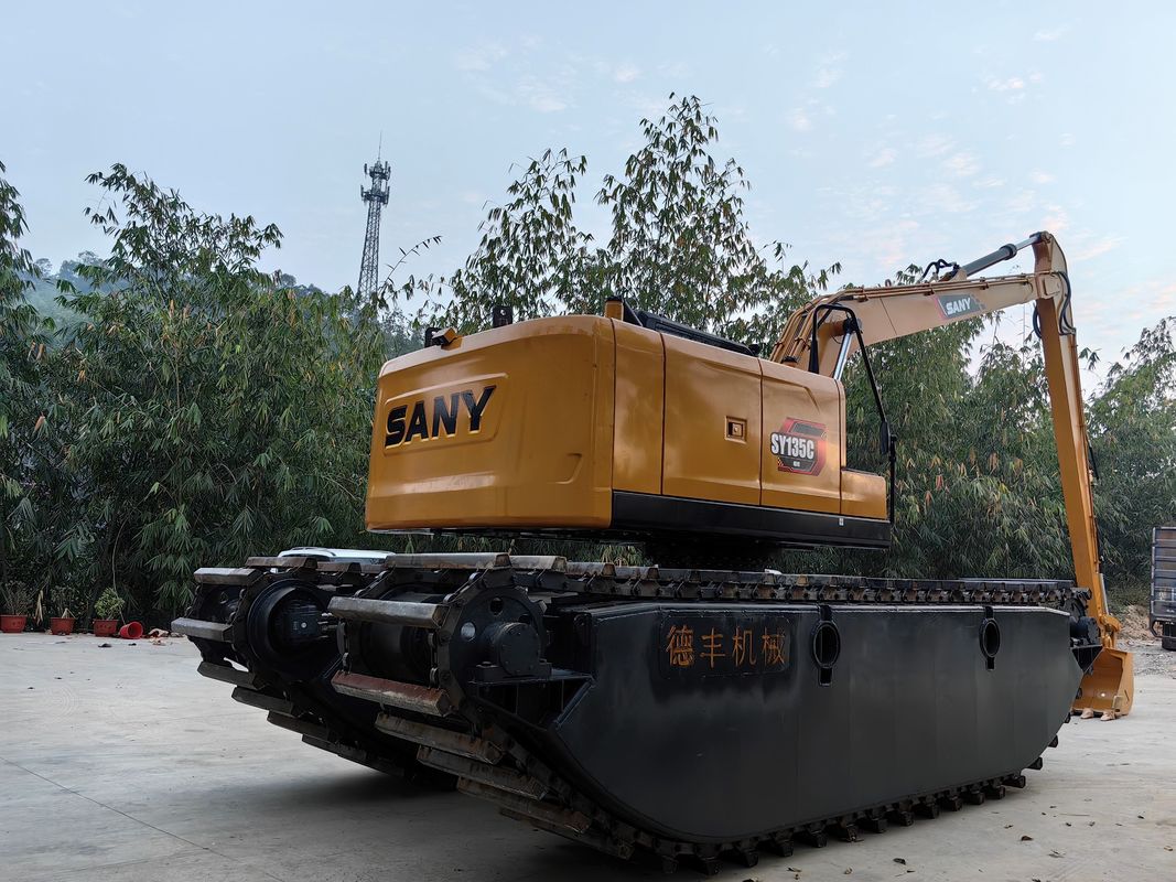 Kuctomized Amfibi Bataklık Buggy Excavator Floating Pontoon Q355b Excavator Sy135 için özel