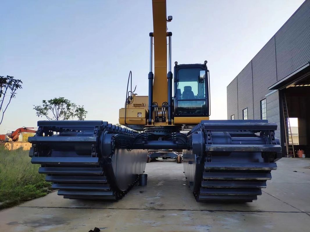 Kuctomized Amfibi Bataklık Buggy Excavator Floating Pontoon Q355b Excavator Sy135 için özel