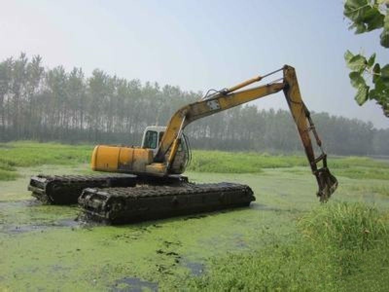 Özel Pontoon Q335B Q355B Kazıcı Pontoon Yüzen Bataklık Amfibi Pontoon SANY SY135C için