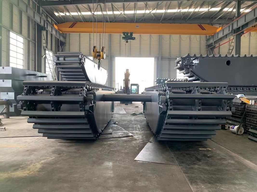 Özel Pontoon Q335B Q355B Kazıcı Pontoon Yüzen Bataklık Amfibi Pontoon SANY SY135C için