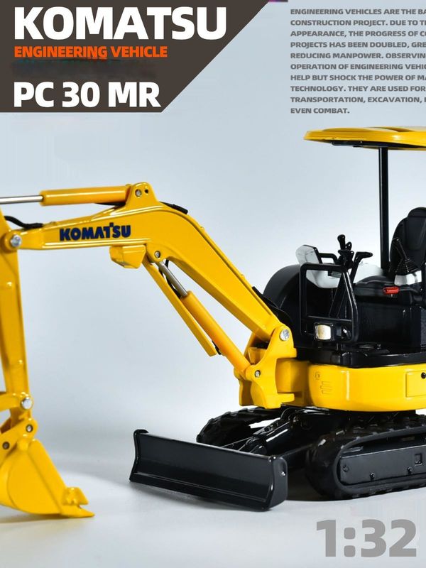 Komatsu PC30MR Mini Kazı Makinesi 1/32 Ölçekli Altyazı Metal Model Koleksiyon Oyuncağı