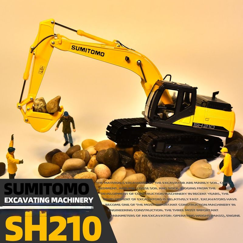 1:50 Ölçekli Alaşımlı Döküm Model SH210-6 Ekskavatör Sergileme Amaçlı Koleksiyonluk Minyatür Oyuncak