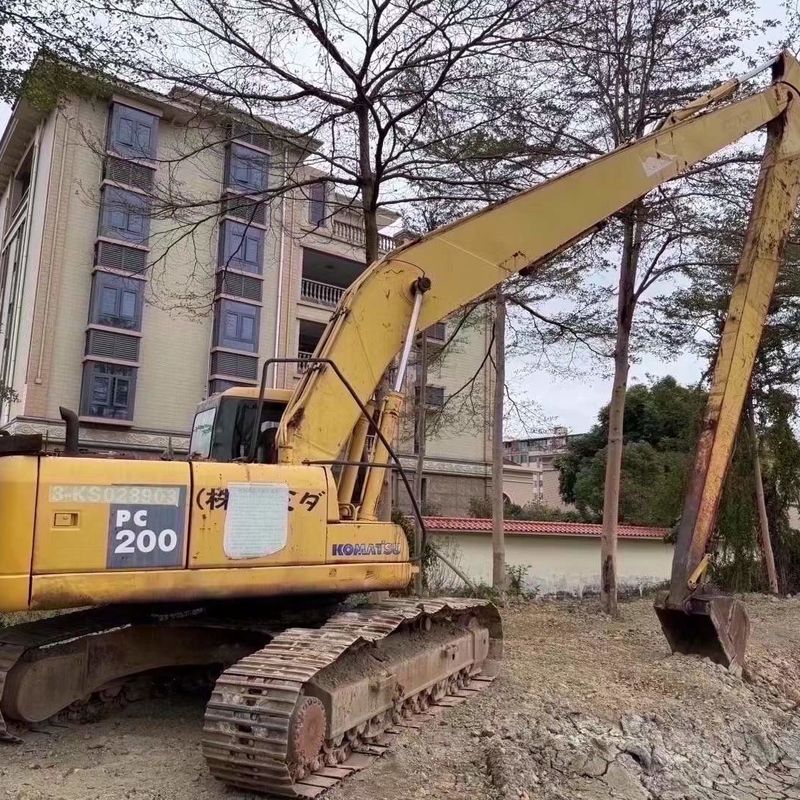 Güçlü Kullanılmış Komatsu PC200-7 Ağır İnşaat için 18 metre uzunlukta uzanan kollu kazıcı