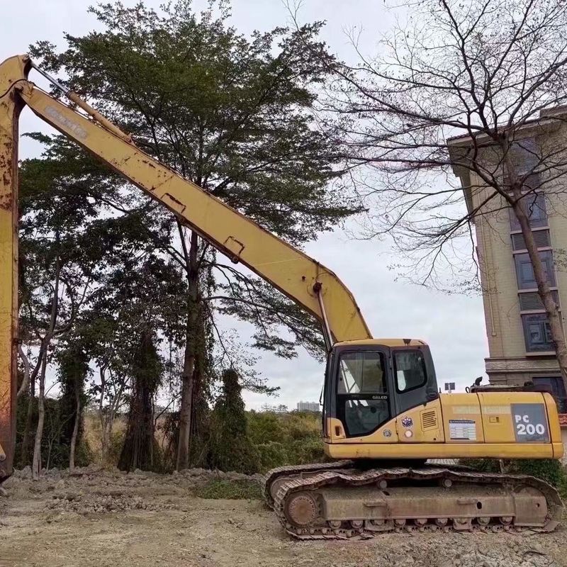 Güçlü Kullanılmış Komatsu PC200-7 Ağır İnşaat için 18 metre uzunlukta uzanan kollu kazıcı