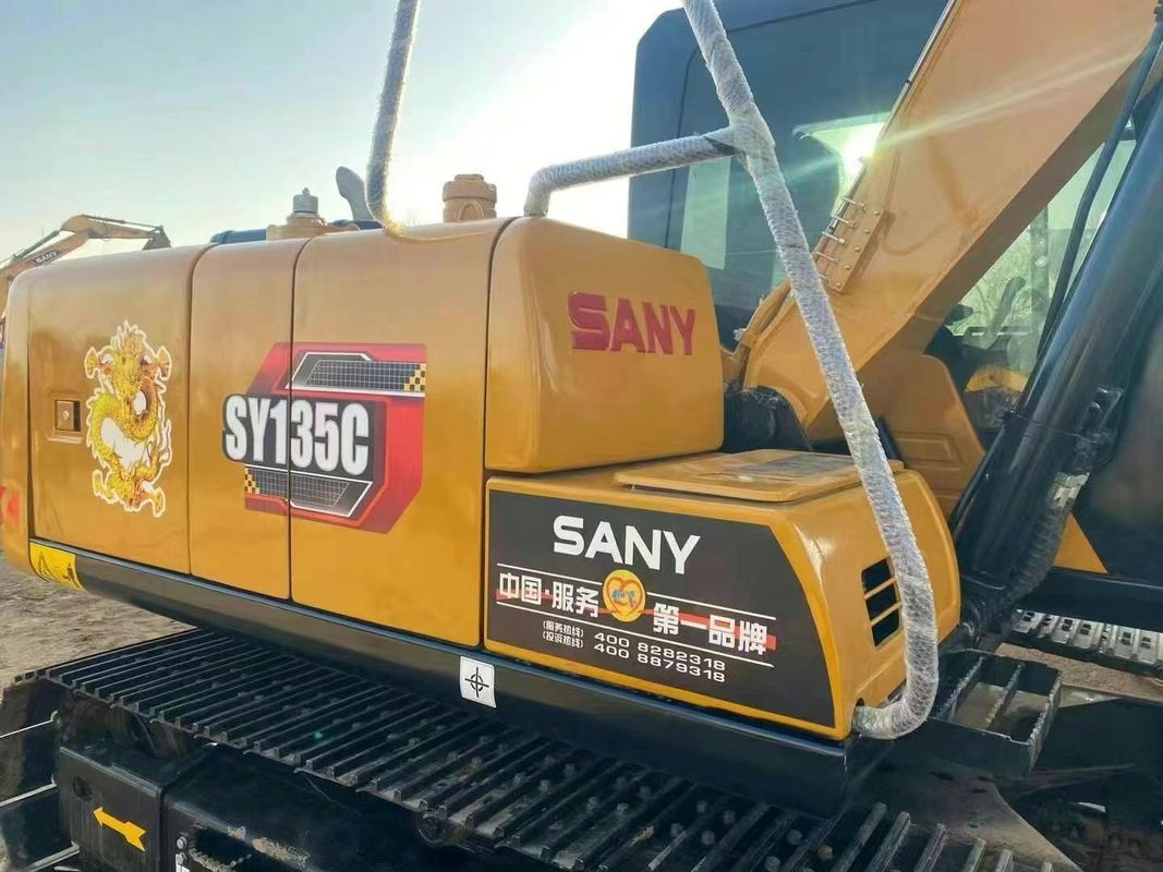 Kullanılmış SANY SY135C 13.5T Ekskavatör Tam Servis Tarihi İnşaat Madencilik Yer taşımacılığı
