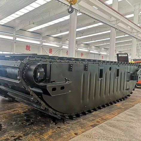 Çin OEM Kauçuk Paletli Şasi Robot Amfibi Ekskavatör Ponton Alt Takımı Satılık