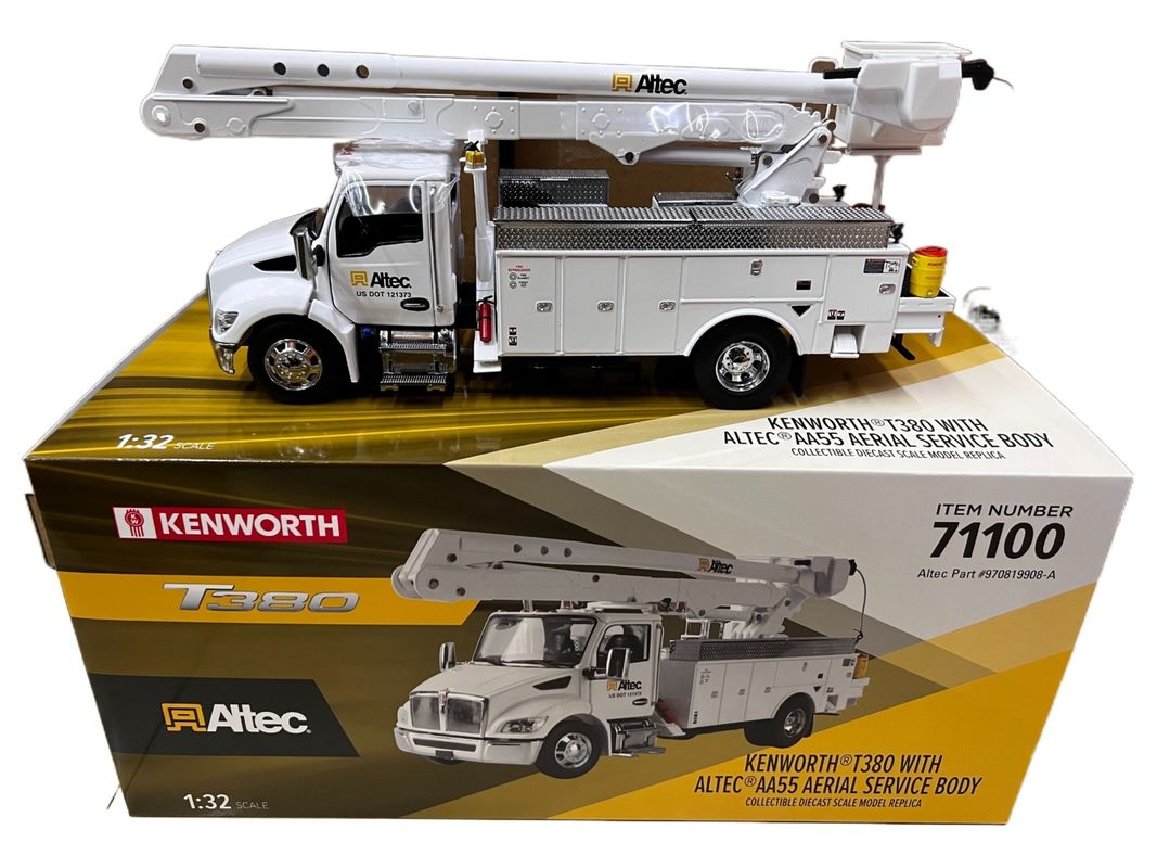 DM 1/32 Kenworth T380 Havadan Çalışma Platformu Kamyonu Alaşım İnşaat Aracı Modeli 71100