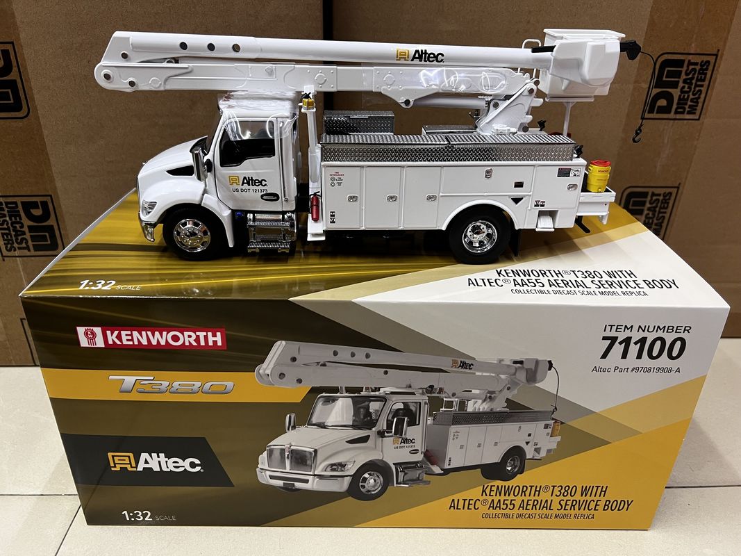 DM 1/32 Kenworth T380 Havadan Çalışma Platformu Kamyonu Alaşım İnşaat Aracı Modeli 71100