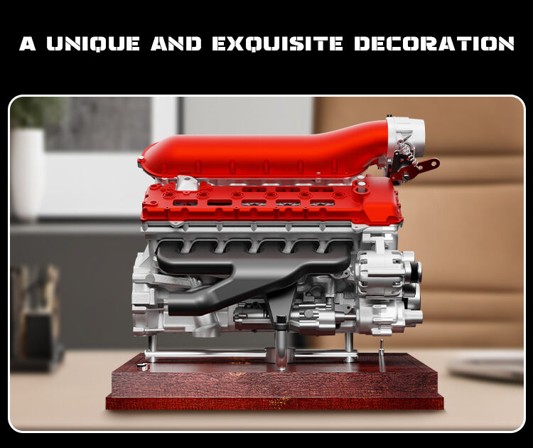 V12 On iki silindirli motor modeli, tüm metal montaj ve montaj, Mini motor oyuncağı başlayabilir