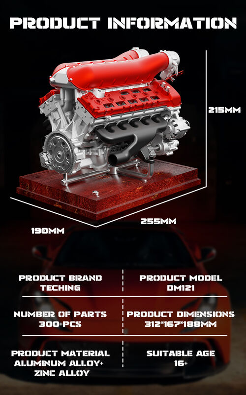 V12 On iki silindirli motor modeli, tüm metal montaj ve montaj, Mini motor oyuncağı başlayabilir